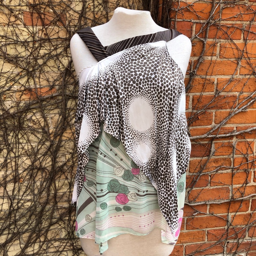 EMBODY upcycled scarf reversible tank shirt floral